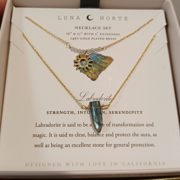 2 Pc Luna Norte gold  plated double Layer Necklace With 14kt gold plated - Picture 2 of 7